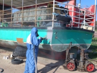 Laevakere puhastamine klaasipuruga, foto SodaBlastBaltic